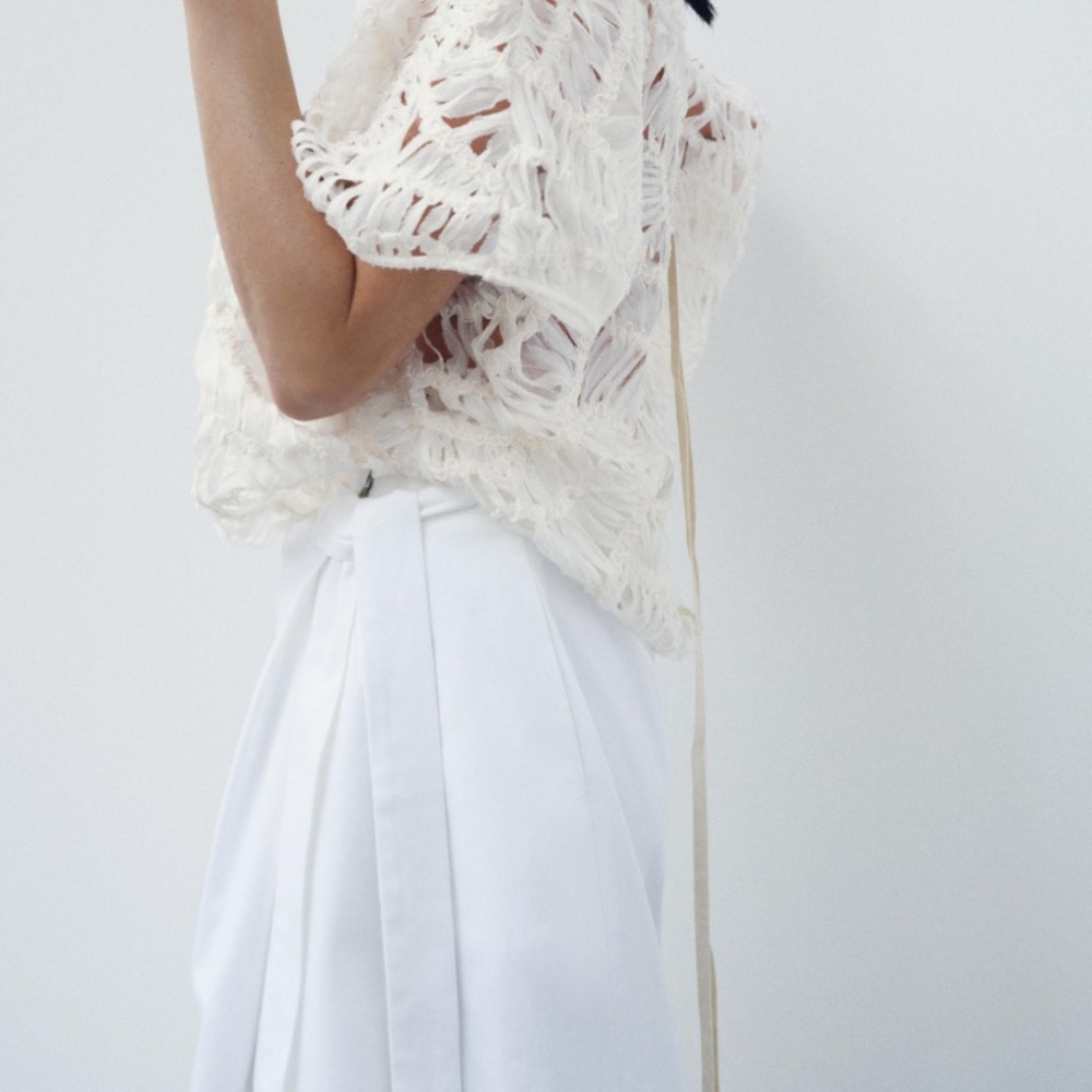 Zara NWT asymmetric midi skirt white 8294/538 - Picture 6 of 7